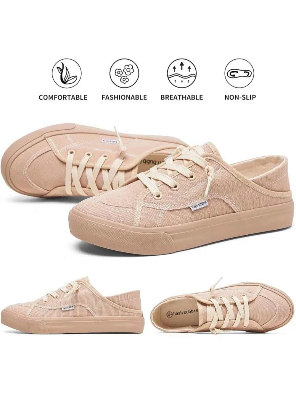 Women Light Khaki Round Toe Solid Non Slip Fashion Slip on Loafer Sneaker Shoes